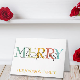 Merry Christmas Personalised Colourful Simple  Card
