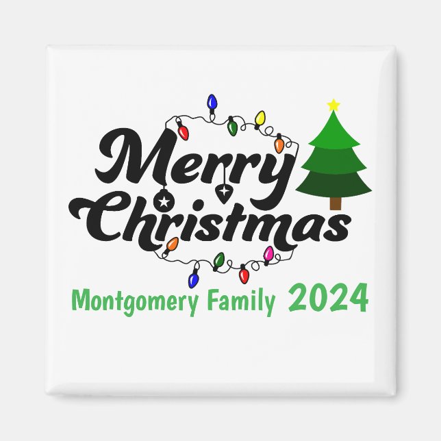Merry Christmas Personalised Family  Magnet (Front)