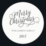 Merry Christmas Personalised Family Name Classic Round Sticker<br><div class="desc">Merry Christmas Personalised Family Name Stickers

See matching collection below</div>