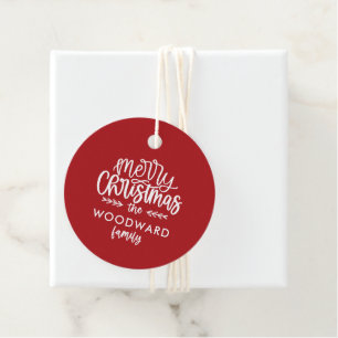 Merry Christmas Personalised Family Name Favour Tags