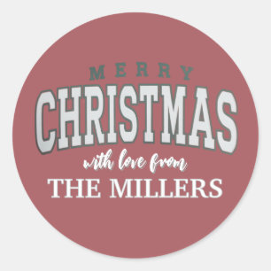 Merry Christmas Personalised Family Party 2025  Classic Round Sticker