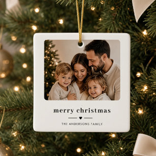 Merry Christmas Personalised Family Photo Ceramic Ornament