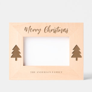 Merry Christmas Personalised Family Photo Etched Frames