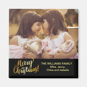 Merry Christmas Personalised Family Photo Magnet