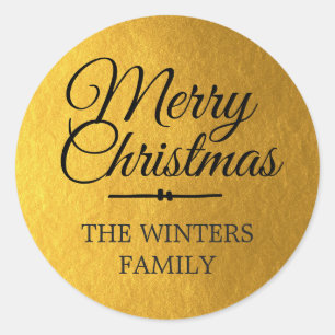 Merry Christmas Personalised Gold Envelope Seal