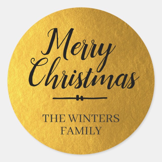Merry Christmas Personalised Gold Envelope Seal (Front)