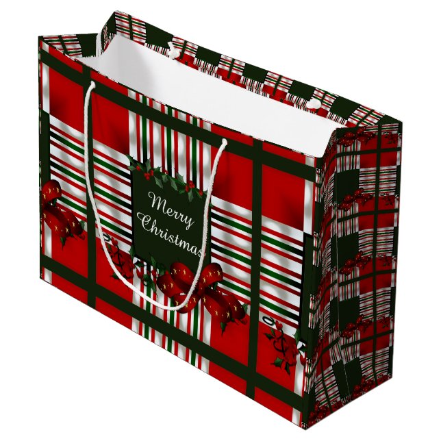 Merry Christmas Personalised Large Gift Bag (Front Angled)