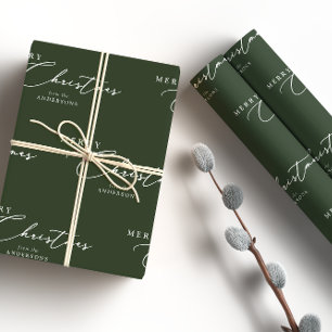Merry Christmas Personalised Modern Elegant Script Wrapping Paper