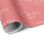 Merry Christmas Personalised Modern Elegant Script Wrapping Paper<br><div class="desc">Add a stylish touch to your holiday gifts with this custom blush pink wrapping paper, featuring a "Merry Christmas" message in elegant white script and your family's name. The soft pink hue offers a modern and festive look, perfect for creating beautifully wrapped presents that stand out. Ideal for family gatherings,...</div>