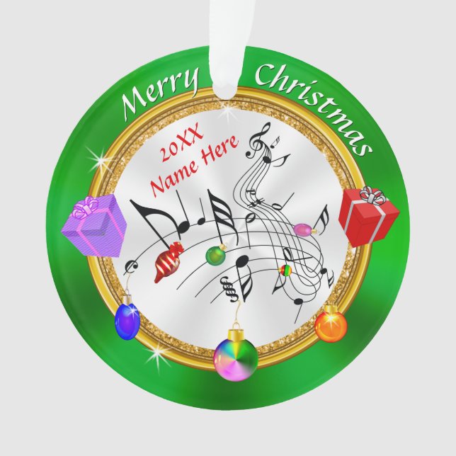 Merry Christmas Personalised Musical Note Ornament (Front)