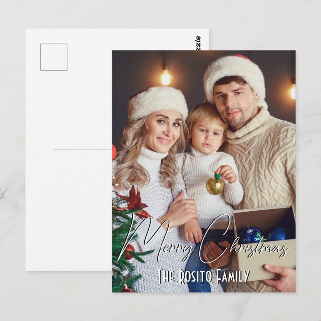 Merry Christmas Personalised Name and Photo Postcard (Front/Back)