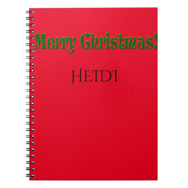 Merry Christmas personalised name spiral notebook. Notebook (Front)