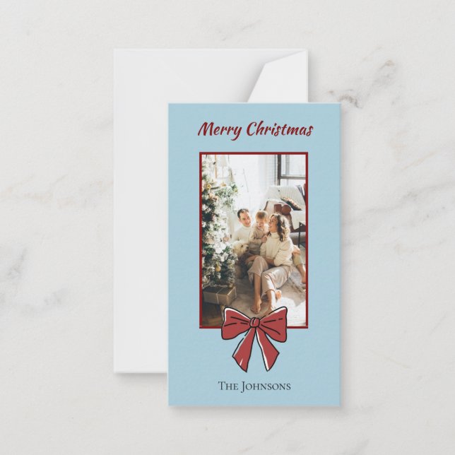 Merry Christmas Personalised Note Card | Red Bow (Front)