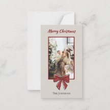 Merry Christmas Personalised Note Card | Red Bow
