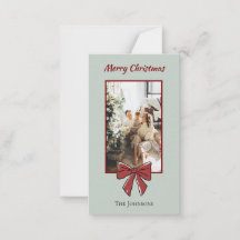 Merry Christmas Personalised Note Card | Red Bow