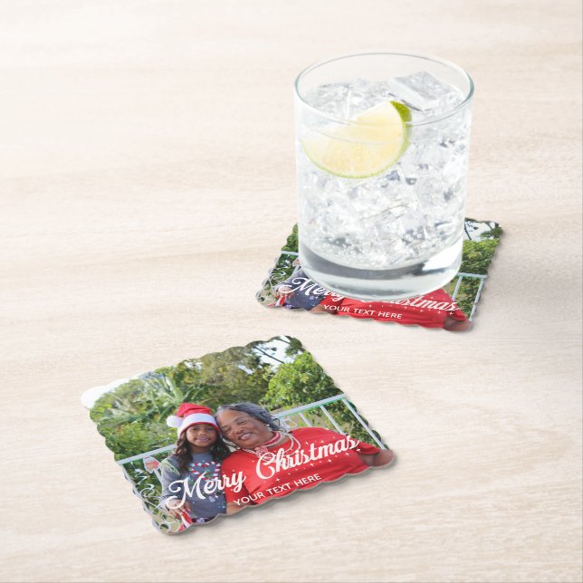 Merry Christmas Personalised Paper Coaster (Insitu)