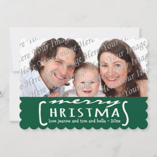 Merry Christmas Personalised Photo Card Green