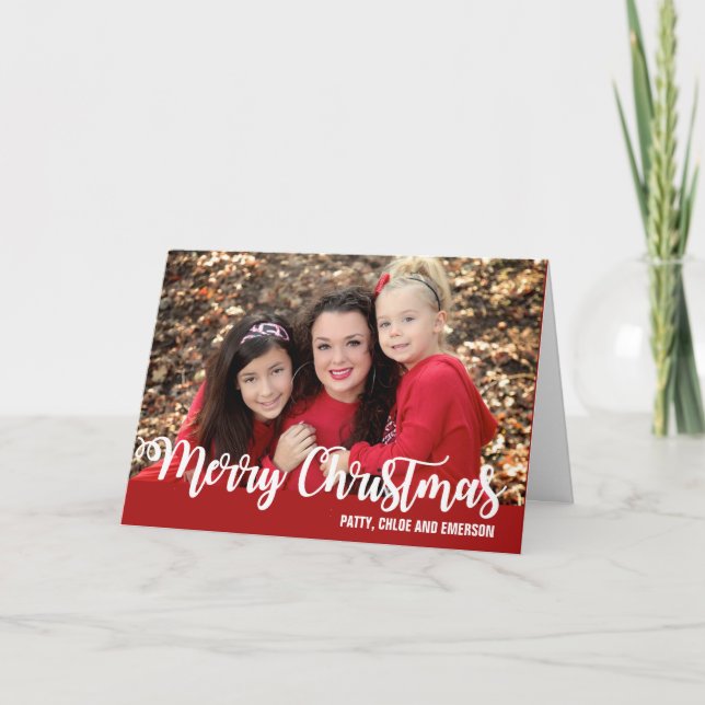 Merry Christmas Personalised Photo ChristmasCard Holiday Card (Front)
