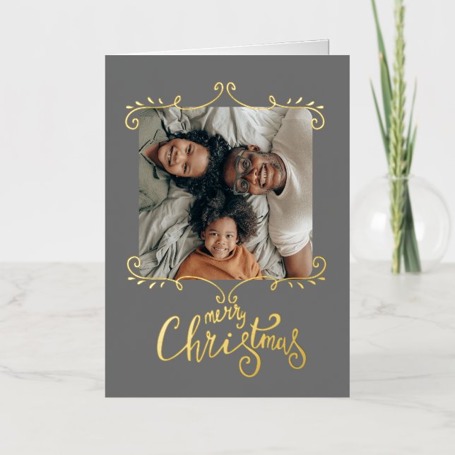  Merry Christmas Personalised Photo Foil Holiday Card (Front)