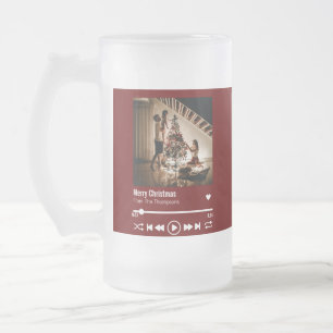  Merry Christmas Personalised Photo Frosted Glass Beer Mug
