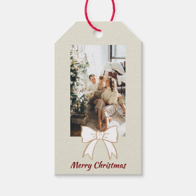 Merry Christmas Personalised Photo Gift Tag (Front)