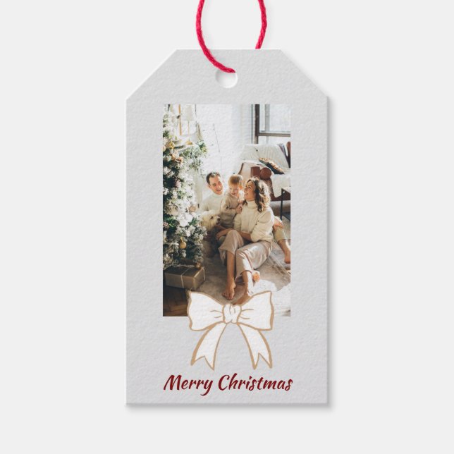 Merry Christmas Personalised Photo Gift Tag (Front)