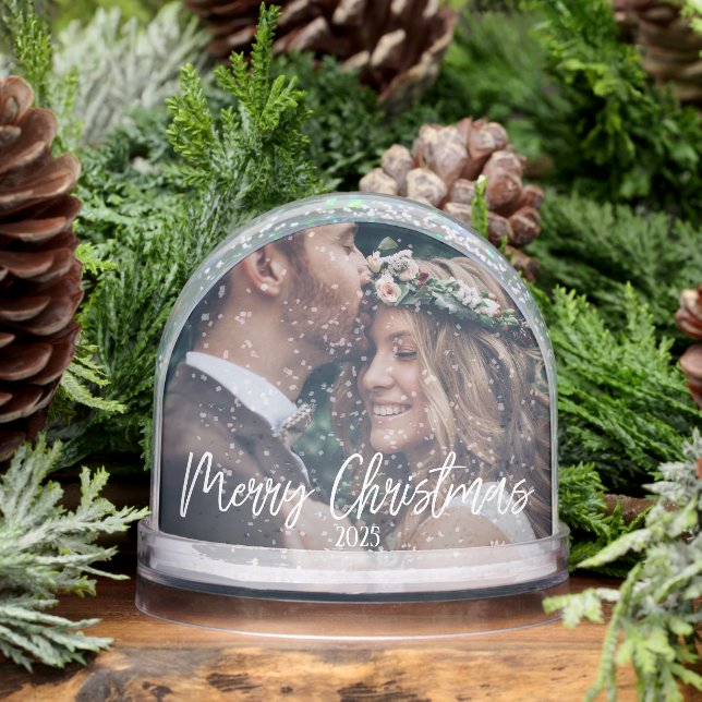 Merry Christmas Personalised Photo Snowglobe (Winter)