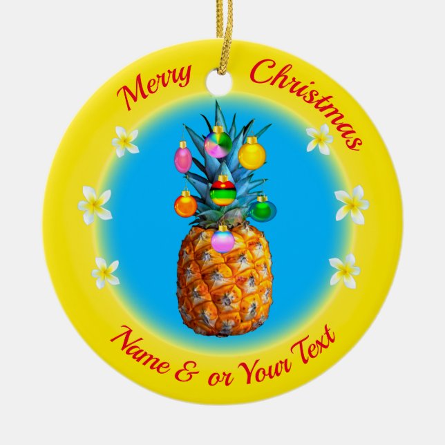 Merry Christmas Personalised Pineapple Ornament (Front)
