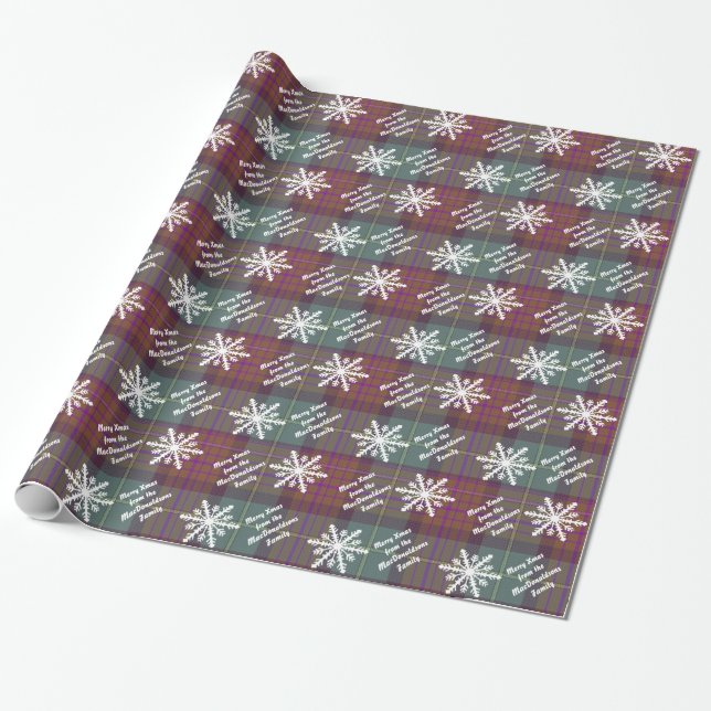Merry Christmas personalised plaid Wrapping Paper (Unrolled)