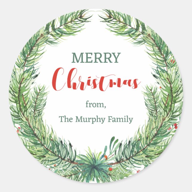 Merry Christmas Personalised Script Gift Sticker (Front)