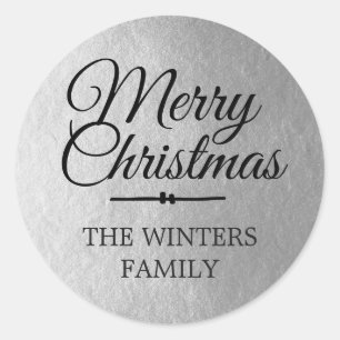 Merry Christmas Personalised Silver Envelope Seal