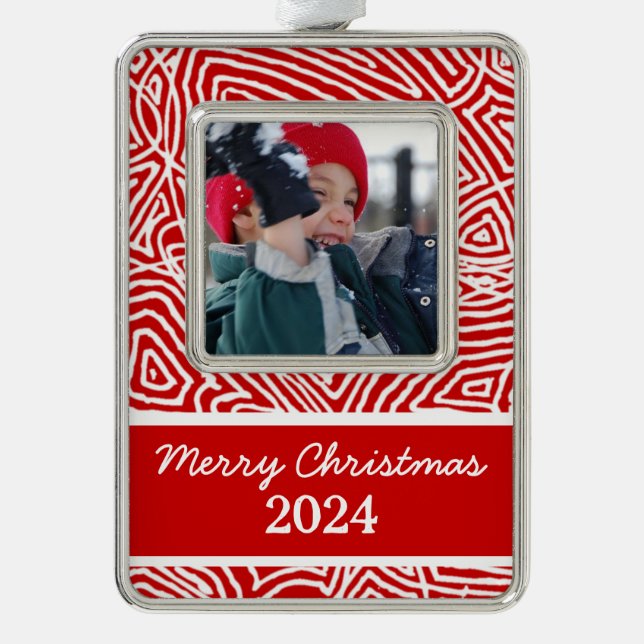Merry Christmas Personalised Silver Plated Framed Ornament (Front)