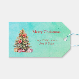 Merry Christmas Personalised Text Christmas Tree Gift Tags