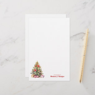 Merry Christmas Personalised Text Christmas Tree Stationery