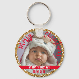 Merry Christmas personalize Button Keychain