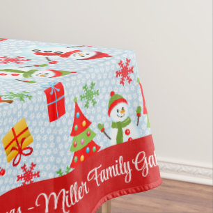 Merry Christmas Personalize Family Name or Text Tablecloth
