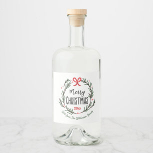 Merry Christmas Personalize Holiday Favor Liquor Bottle Label