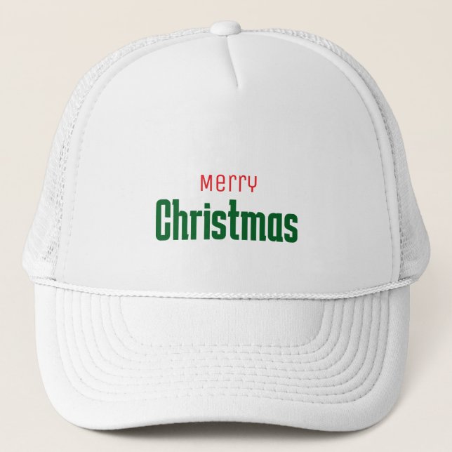 Merry Christmas personalized elegant red &green Trucker Hat (Front)