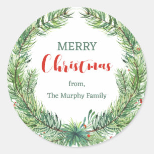 Merry Christmas Personalized Script Gift Sticker