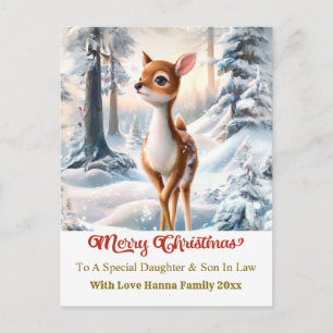 Merry Christmas Personised I Cute Baby Deer Holiday Postcard