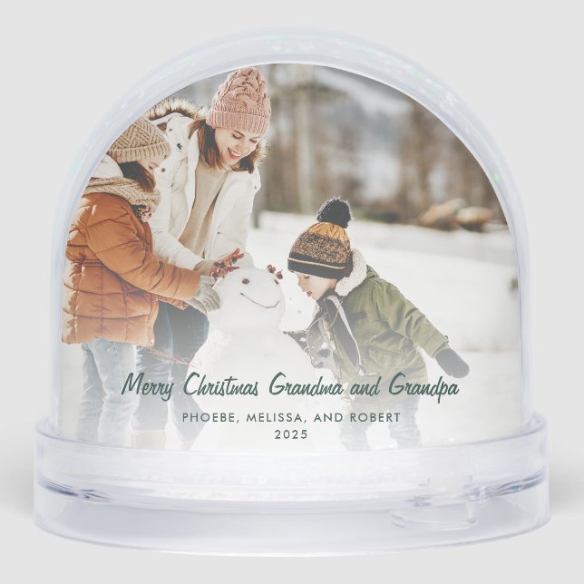 Merry Christmas Pet and Family Photos Grandma Snowglobe (Back)