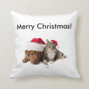 Merry Christmas Pet Photo   Any Size   Custom Cushion
