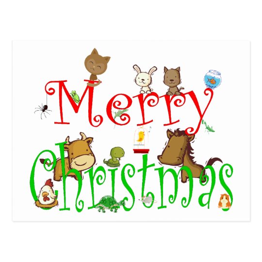 MERRY CHRISTMAS PETS POSTCARD