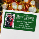 Merry Christmas Photo 4 Line Return Address Label<br><div class="desc">Personalised Photo Merry Christmas Return Address Label in cheerful red and white. Fun and easy to create your own. If you need any help please message me and I will be happy to help you!</div>