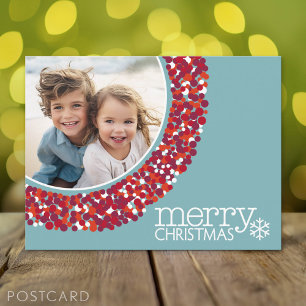 Merry Christmas - Photo - Berry Wreath Holiday Postcard