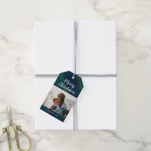 Merry Christmas Photo Black Watch Tartan Plaid Gift Tags