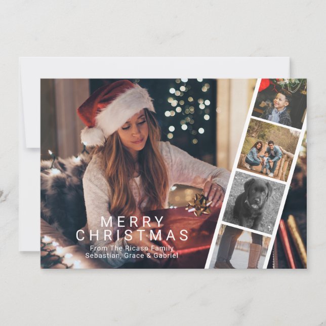 Merry Christmas Photo Booth Modern Personalised Holiday Card (Front)