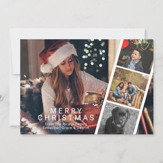 Merry Christmas Photo Booth Modern Personalised Holiday Card (Front)