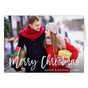 Merry Christmas Photo Brush Script Fold Card