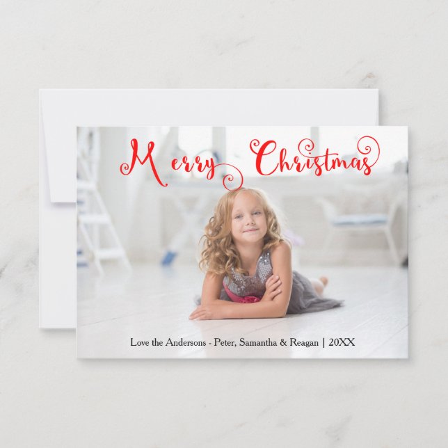 Merry Christmas Photo Candy Cane-3x5Christmas Card (Front)